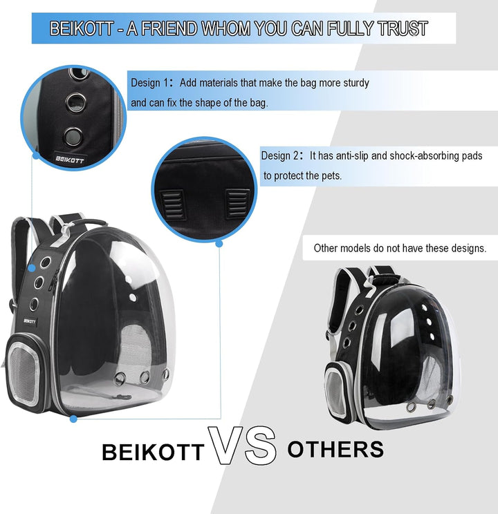 BEIKOTT Katzenrucksack Tragetasche, Hunderucksack, Haustier-Bubble-Rucksack für kleine Katzen, Welpe