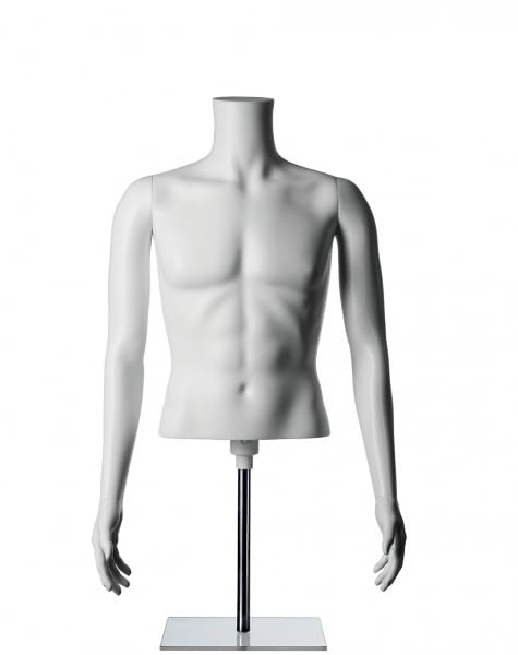 Basic Herrentorso MT-1 mit Armen, verstellbar auf Tischständer mit Metallbodenplatte, ohne Kopf, bru