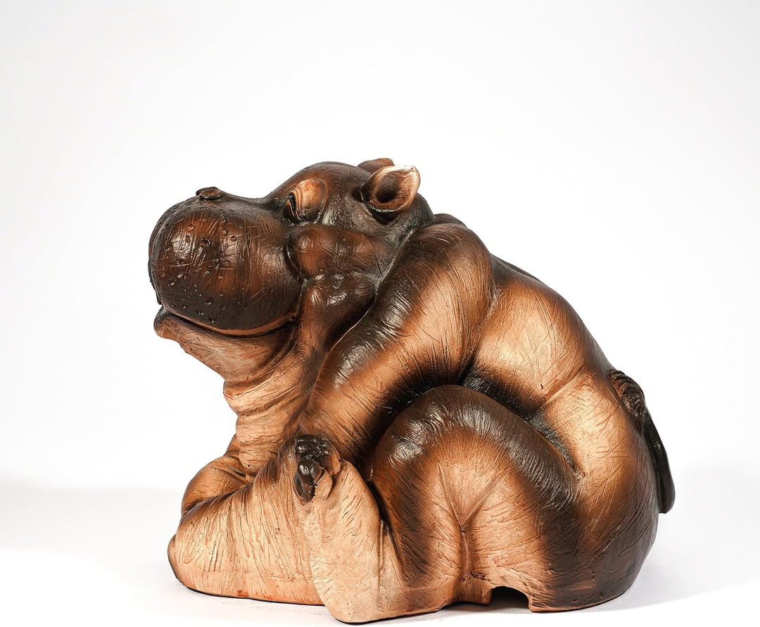 esotec Wasserspeier Figur Flusspferd Hippo, Einzelfigur Teichfigur Gartenstatue Brunnenfigur Gartent