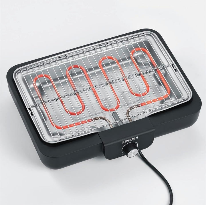 SEVERIN Tischgrill mit hochwertigem Edelstahl-Grillrost, für drinnen und draussen, 2.300 W, schnelle