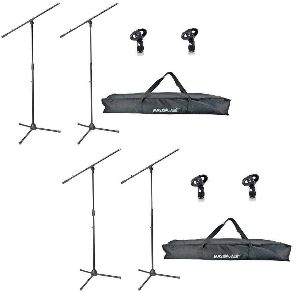 4 x Adam Hall S 5 BE - Mikrofon-Ständer mit Schwenkarm/Galgen, Mikrofon-Klammer Ø 23-36 mm &amp; 2 x Tra