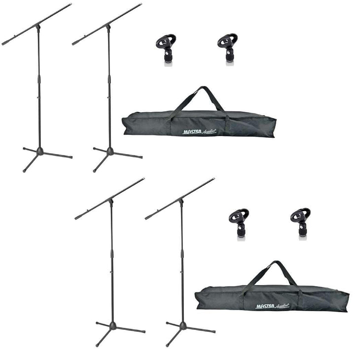 4 x Adam Hall S 5 BE - Mikrofon-Ständer mit Schwenkarm/Galgen, Mikrofon-Klammer Ø 23-36 mm &amp; 2 x Tra