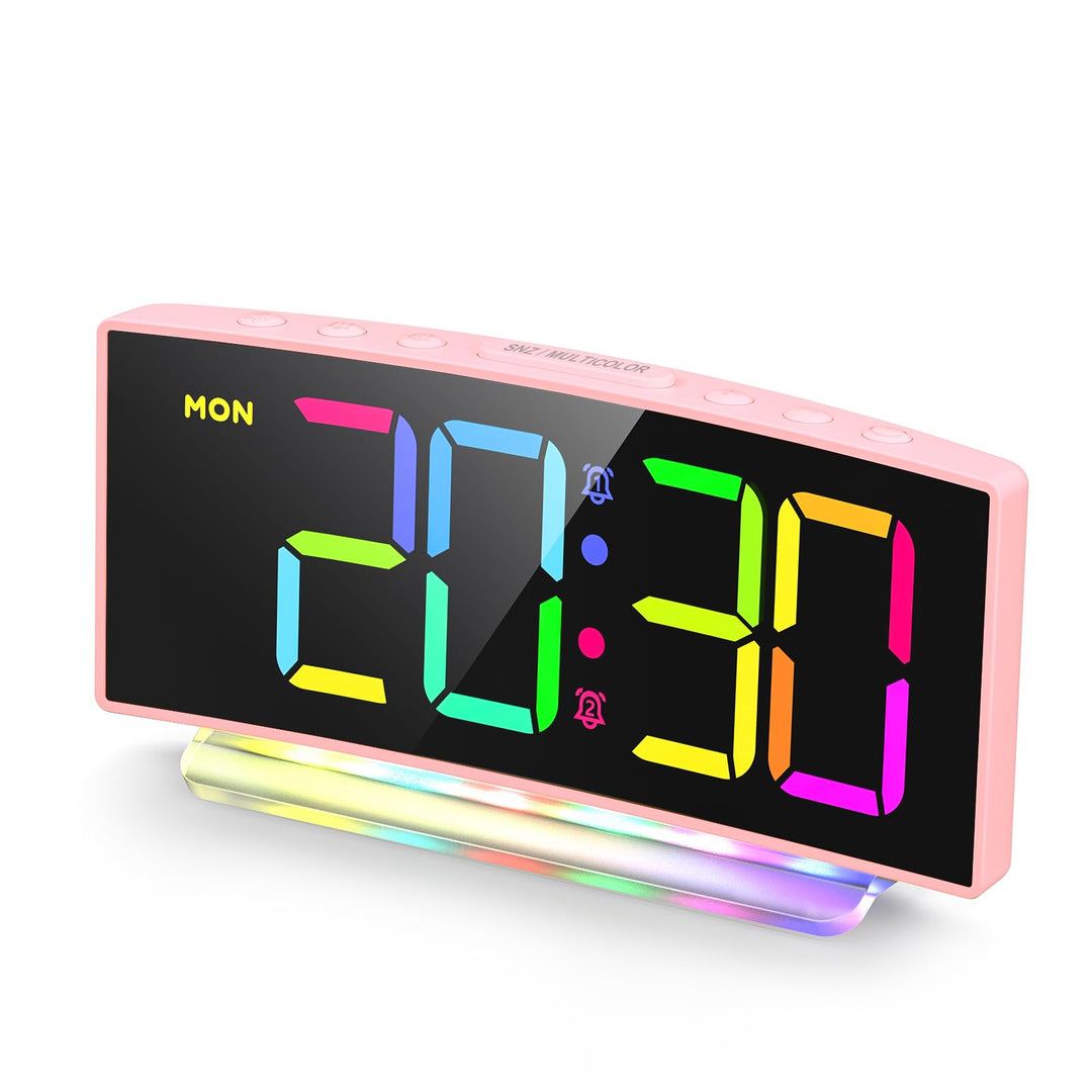 Wecker, Wecker Digital LED mit 7 Farben RGB Nachtlicht, Netzbetrieben Digitalwecker mit 8 Farben Dig