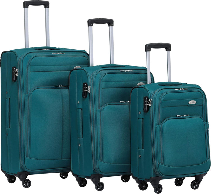 BEIBYE 4 Rollen Reisekoffer 3tlg.Stoffkoffer Handgepäck Kindergepäck Gepäck Koffer Trolley Set-XL-L-