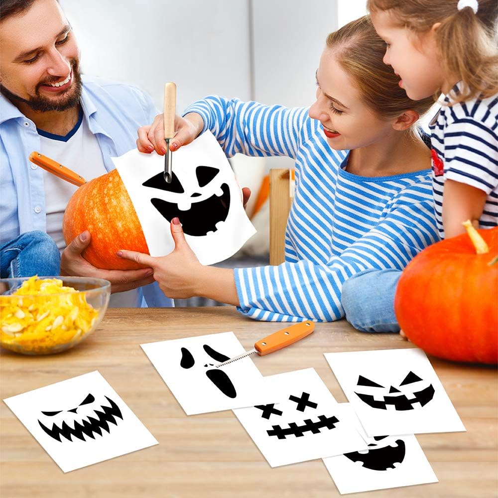 D-FantiX Halloween Kürbis Schnitzset, 13 Stück Professionelles Edelstahl DIY Kürbis Schnitzwerkzeug