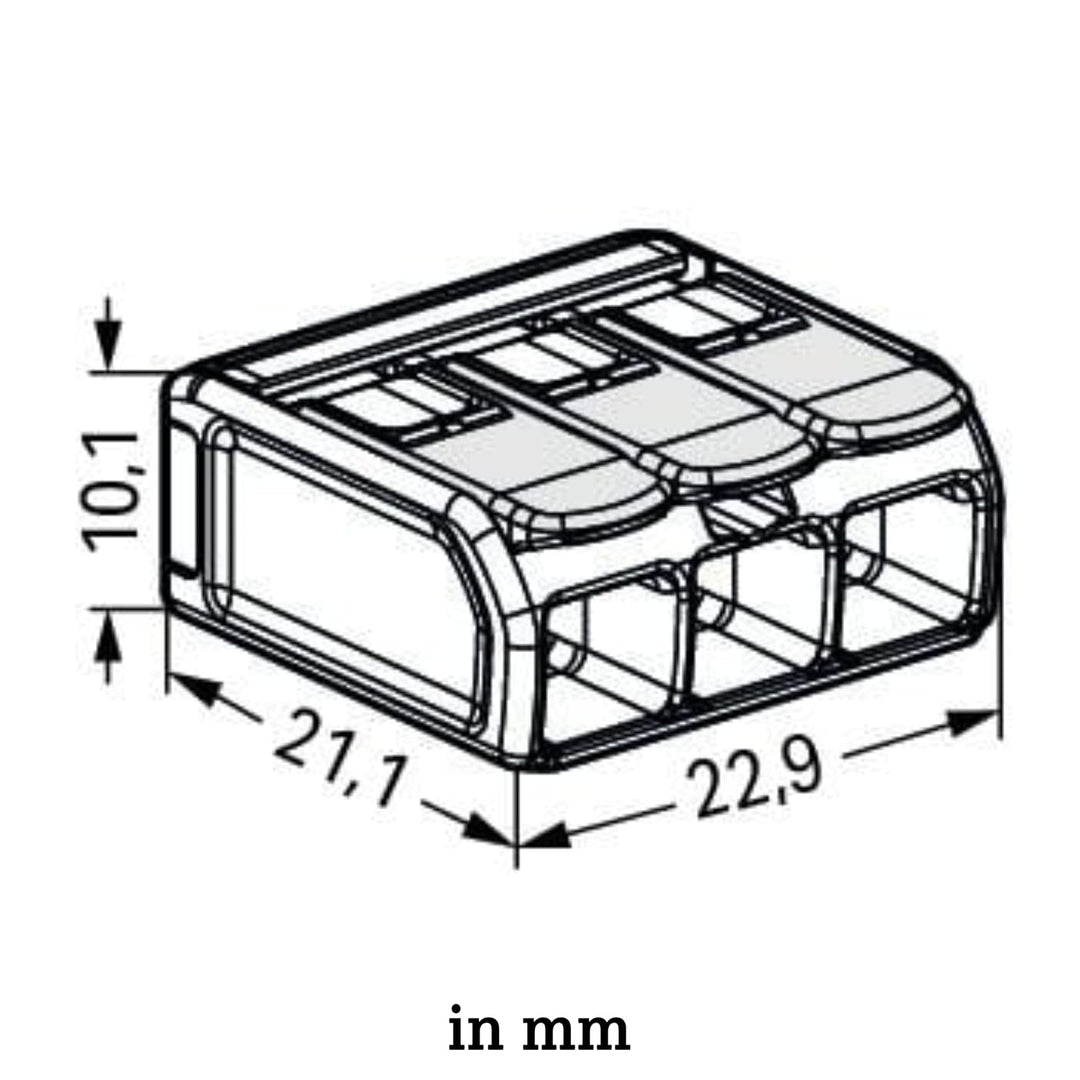 WAGO® Klemme, 3-Leiter, 6 mm², Ex, Verbindungsklemme mit Hebel, 221-683 (30 Stück)