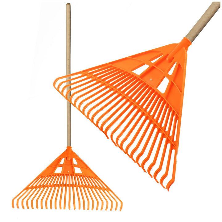 Gartenbesen für Grasblätter mit Stick 24 Zähne Leichte und Ergonomische Reche Kunststoff 61x41,5 cm