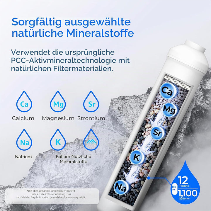Waterdrop Remineralisation Inline-Wasserfilter, 1/4" Quick Connect Post Filter für Umkehrosmose-Filt