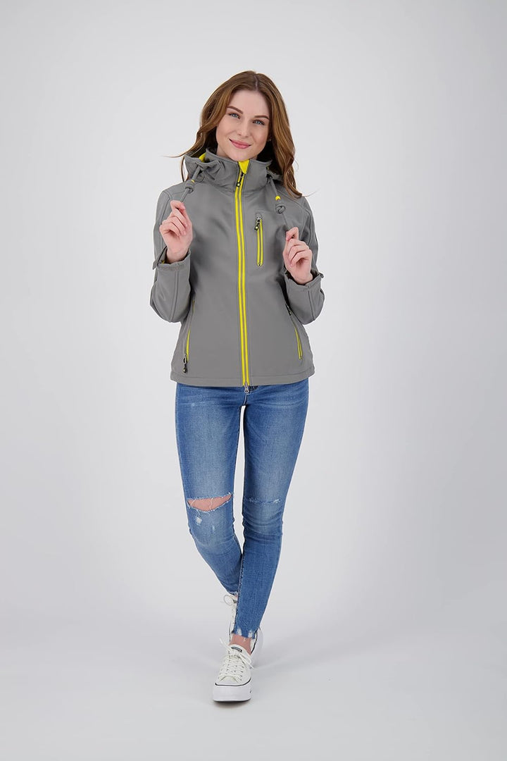 Ankerglut Damen Abnehmbarer Kapuze Gefüttert Übergangsjacke Windbreaker #Ankerglutfreude Softshellja