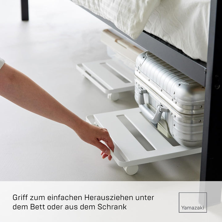 YAMAZAKI 1417 Tower Ablage mit Rollen, weiss, Stahl/Nylon, minimalistisch, 31 x 74,8 x 5,7 cm (L x B