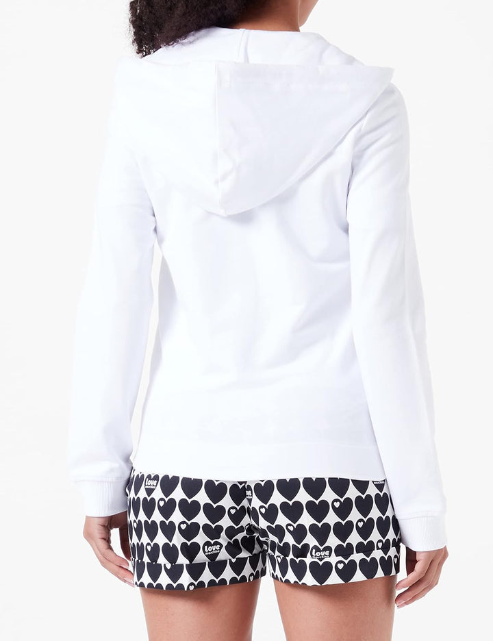 Love Moschino Damen Zippered Hoodie Jacket 42 Optical White, 42 Optical White