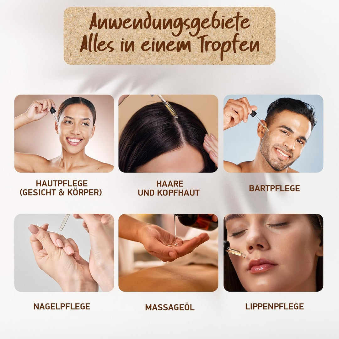 ARGANÖL BIO KALTGEPRESST | 100% Rein | Für Haare Haut & Nägel | Pipette+Pumper | Original aus Marokk