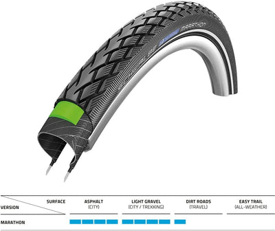 Schwalbe Marathon HS420 27" Fahrradreifen (1,25" | TwinSkin | Reflex | GG EC | Draht) Schwarz, Schwa