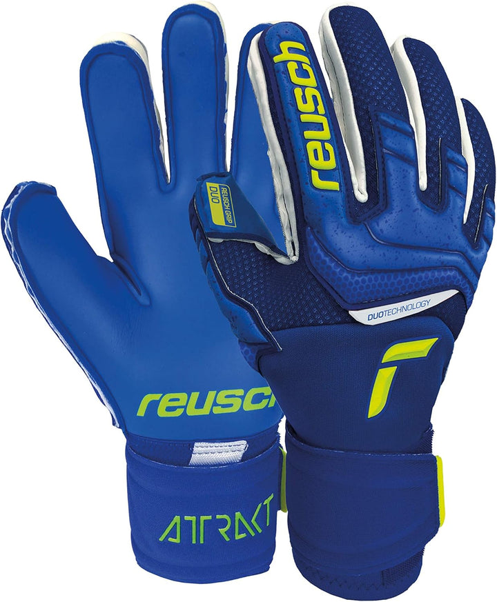 Reusch Unisex – Erwachsene Attrakt Duo Torwarthandschuh 9 deepblu/safe yell/dep blu, 9 deepblu/safe
