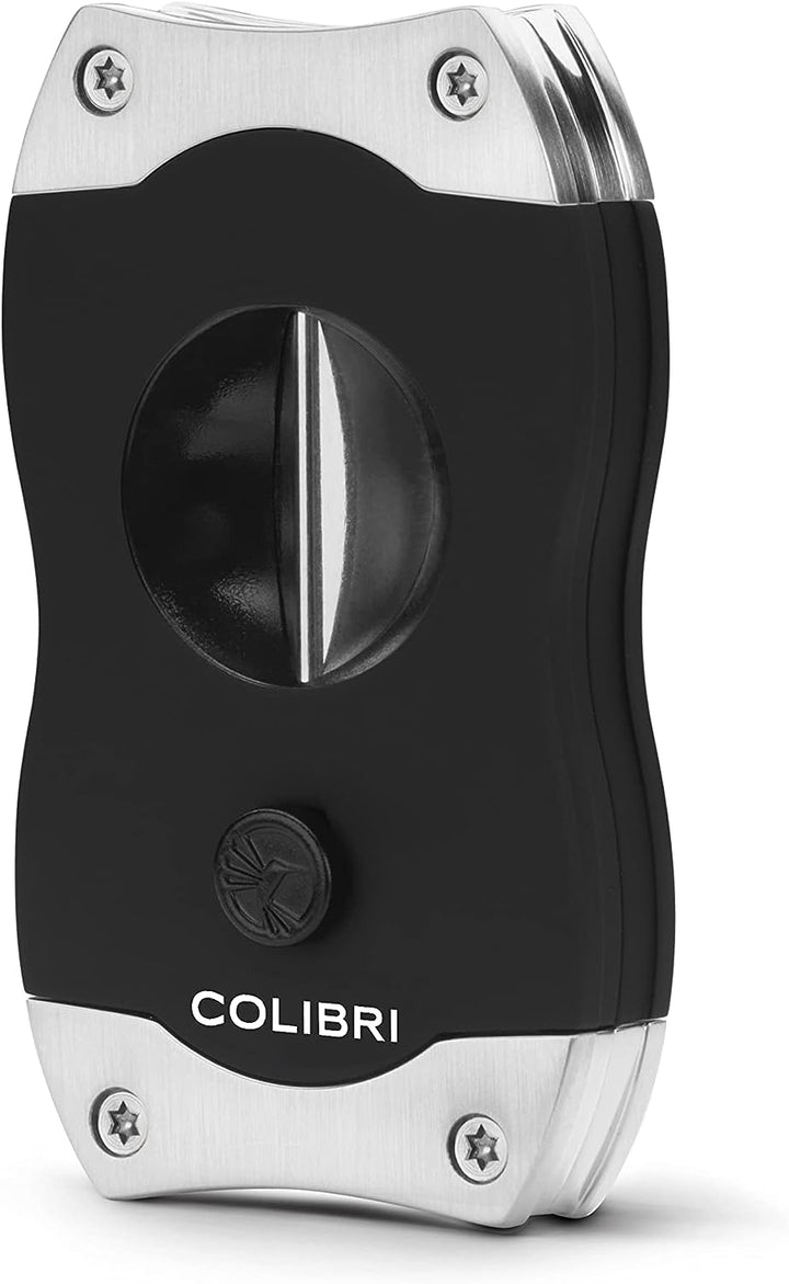 Colibri V-Cut Zigarrenschneider | Schwarz Mit chromakzenten | Federauslöser | Tiefer 7mm V-Schnitt |