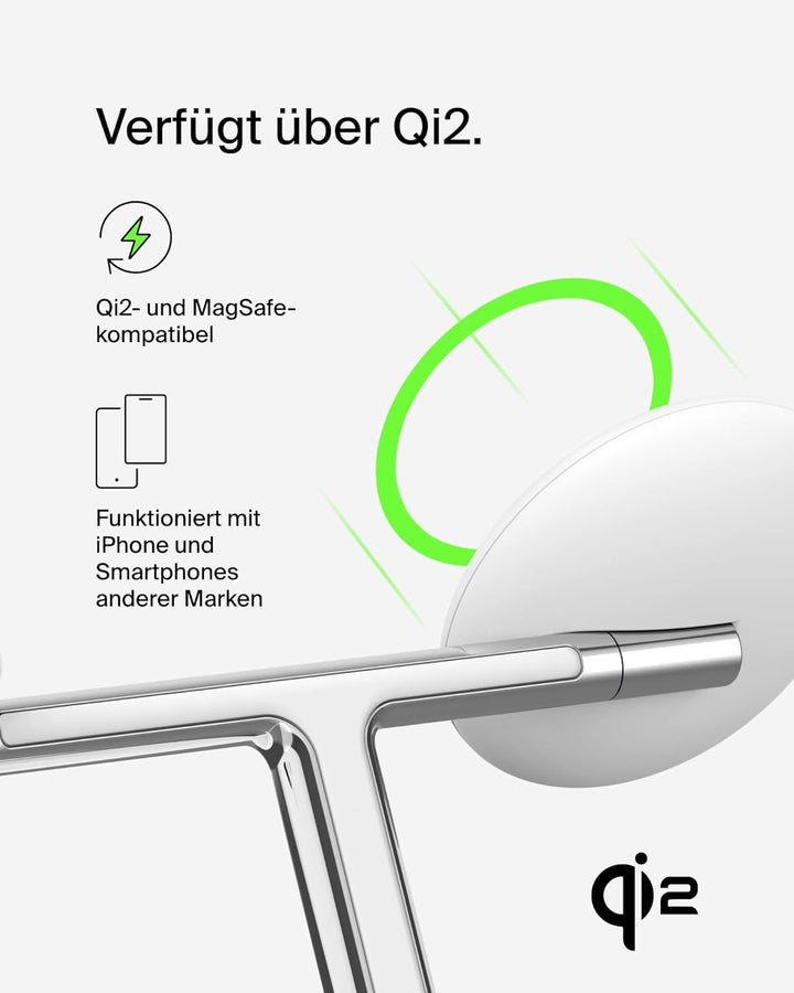Belkin BoostCharge Pro Kabellose 3-in-1-Ladestation mit Qi2, 15W, MagSafe Kompatibel, Ladegerät Indu
