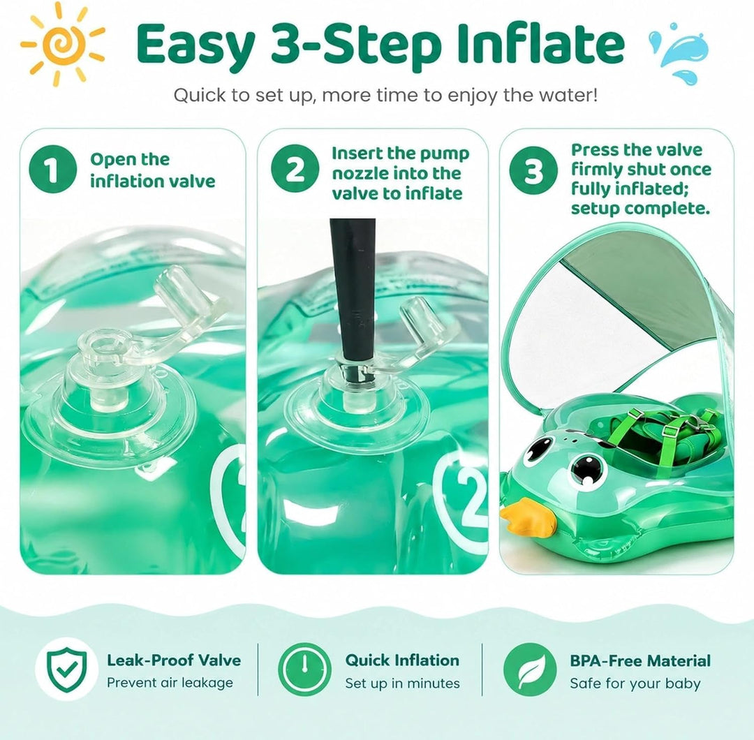 Baby Schwimmring mit Sonnendach, Schwimmring Baby ab 3 Monate, Aufblasbarer Baby Swim Float mit Sich