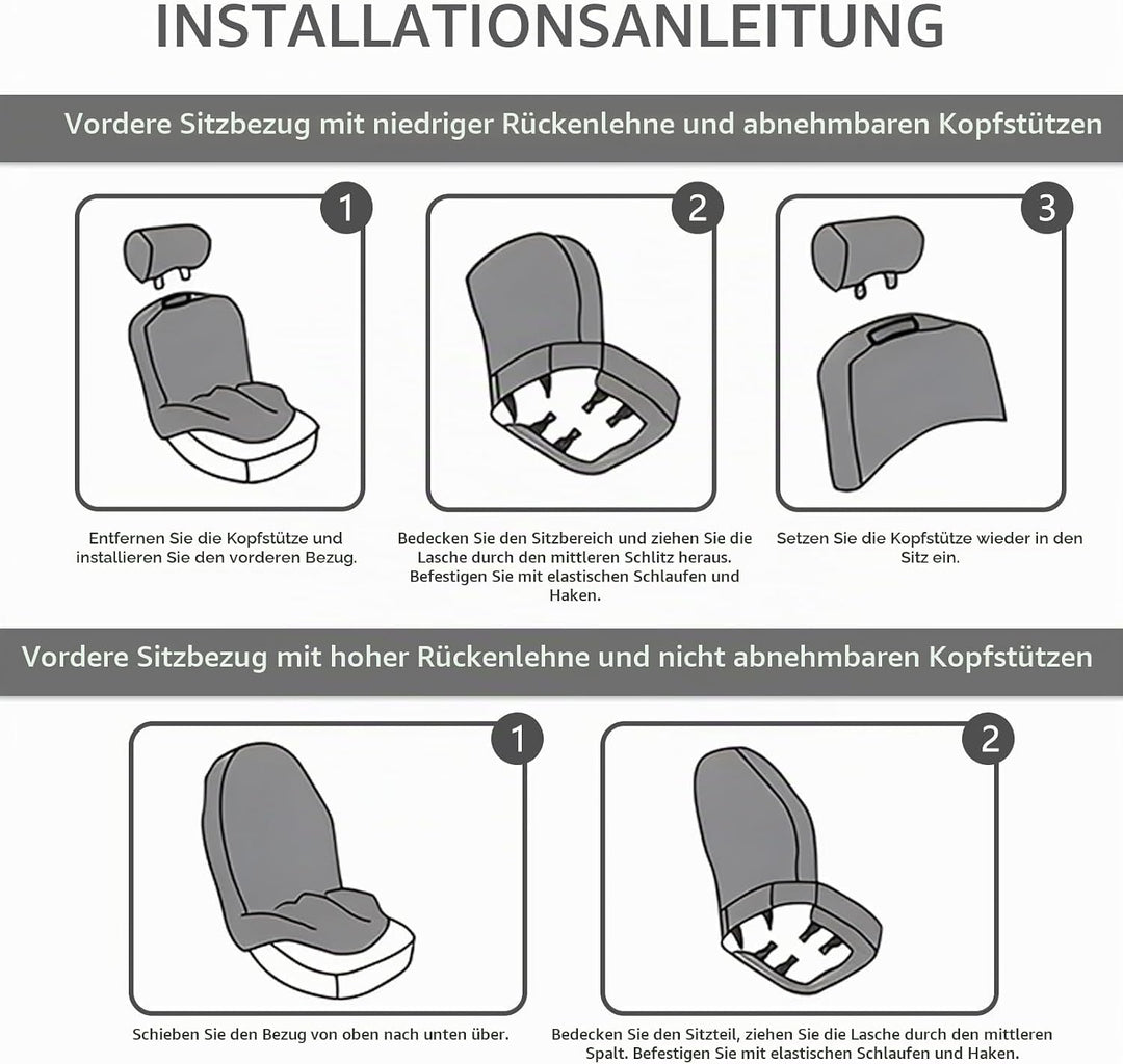 9 Stück Universal Autositzbezüge, Sitzbezüge Auto Für 5 Sitzer, Autositzauflage Set Seiten-Airbag-ko
