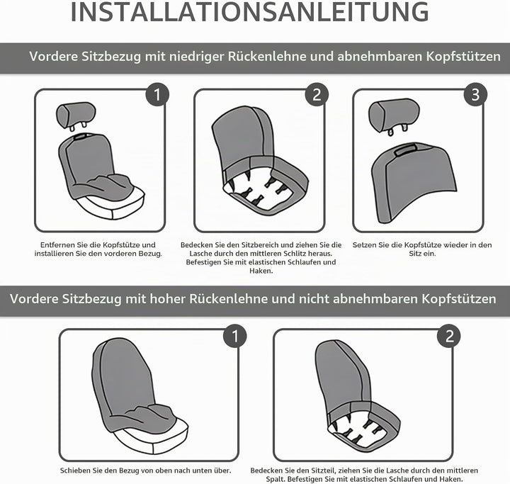9 Stück Universal Autositzbezüge, Sitzbezüge Auto Für 5 Sitzer, Autositzauflage Set Seiten-Airbag-ko