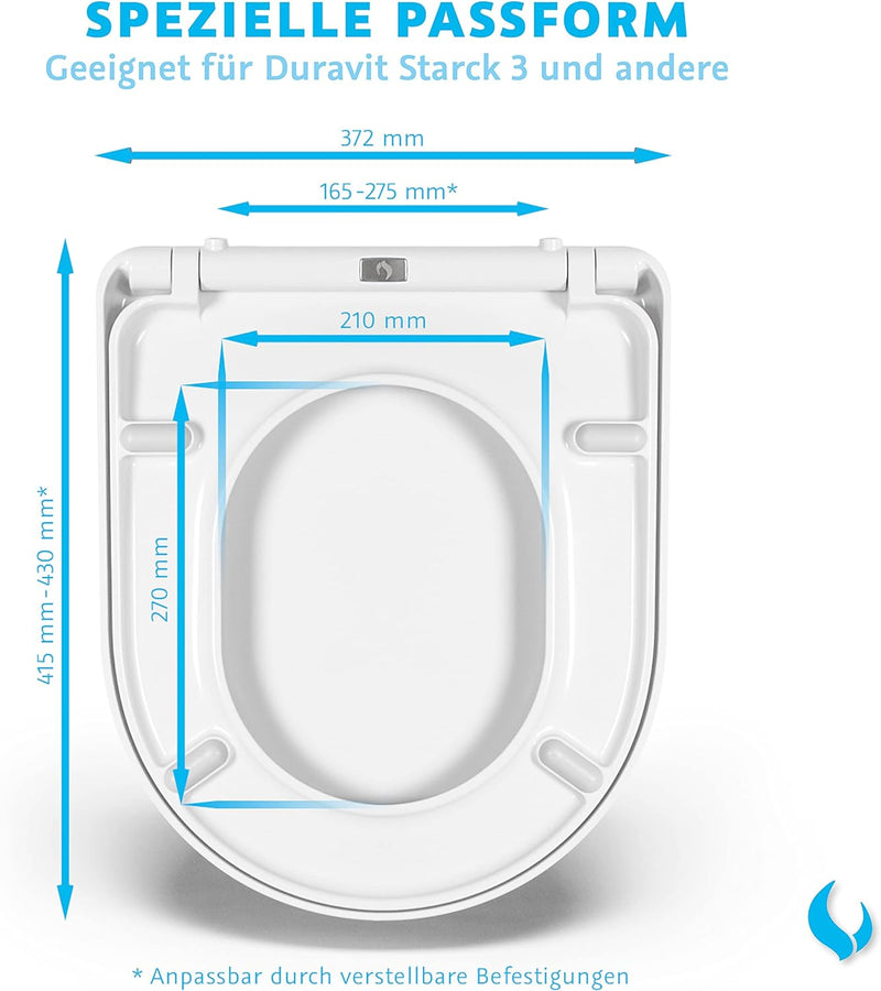 Bullseat® WC Sitz passend zu Duravit Starck 2/3 mit Absenkautomatik/Softclose, abnehmbar, Antibakter