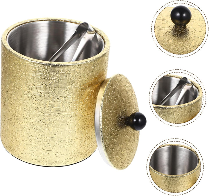 BESTonZON Getränkeeimer Eiseimer Getränkekühler mit Deckel Golden Champagner Wein Bier Getränke Eime