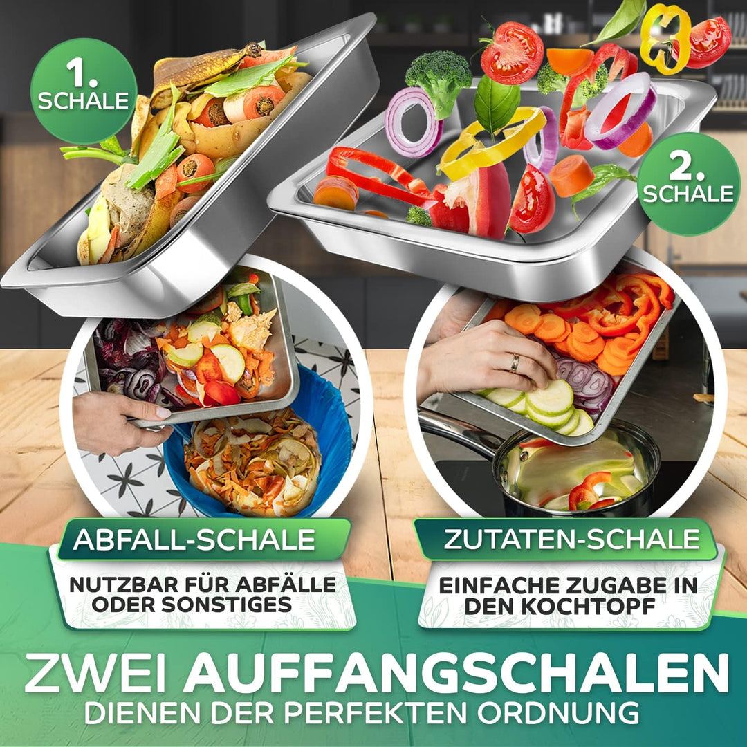 Loco Bird Premium Schneidebrett mit Auffangschalen - 44,8x30x7 cm - Ideales Gadget für die Küche - S