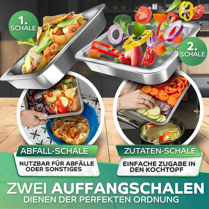 Loco Bird Premium Schneidebrett mit Auffangschalen - 44,8x30x7 cm - Ideales Gadget für die Küche - S