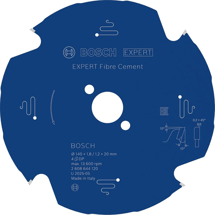 Bosch Professional Kreissägeblatt Expert for Fiber Cement (Faserzement, 140 x 20 x 1,8 mm, 4 Zähne,