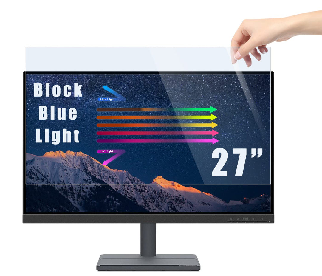 PYS 27 Zoll Blaulichtblockierende Displayschutzfolie für Computermonitor, Unisersal, abnehmbar, 16:9