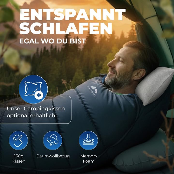 Schlafsack [Ultraleicht] 3 Jahreszeiten Sommer & Winter, kleines Packmass, Komfort, 210x75 cm, leich