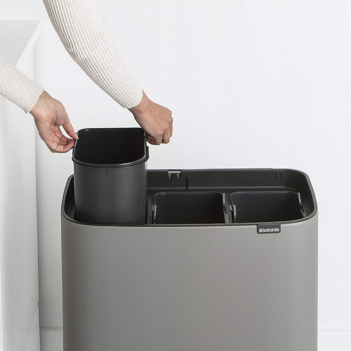 Brabantia 127229 Mülleimer Bo Touch Bin, 3 x 11L, Grauer mineralbeton 3 Inneneimer (3 x 11L) Mineral