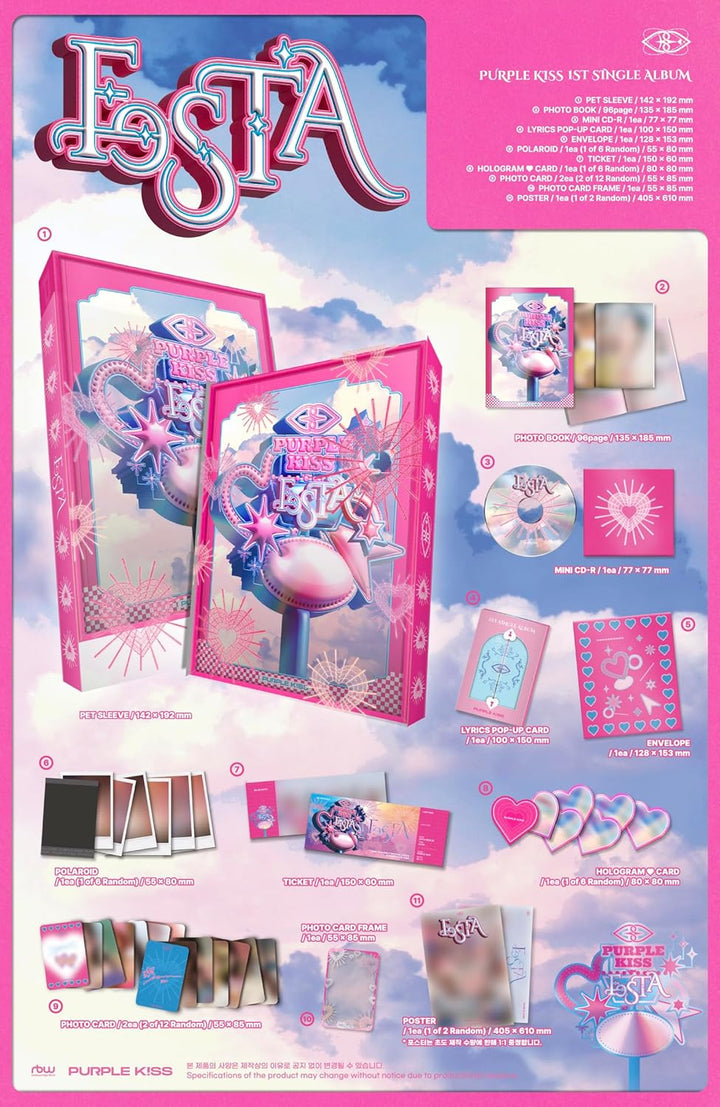 PURPLE KISS FEST 1st Single Album Contents+Photocard+Tracking Sealed (Main Version), Main Version