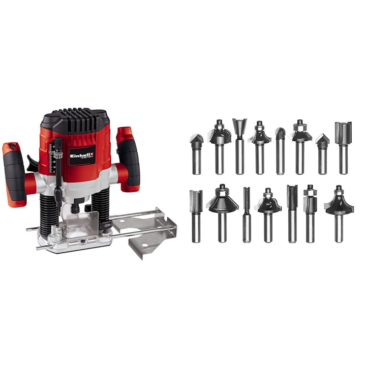 Einhell Oberfräse TC-RO 1155 E (1100 W, Ø 6 und 8 mm, Drehzahlregelung, Parallelanschlag, Absaugadap
