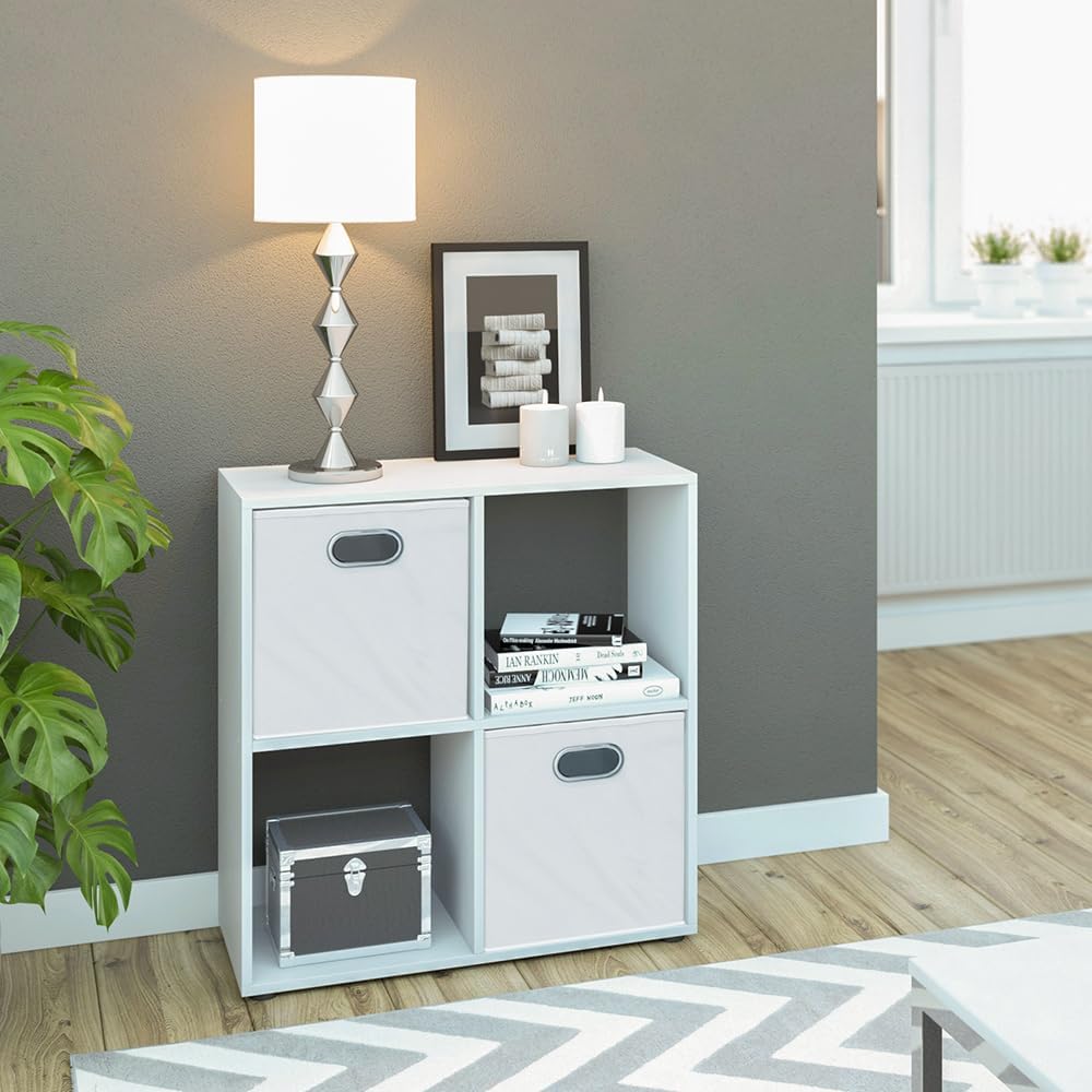 VICCO Bücherregal Tetra 4 Fächer Raumteiler Standregal Aktenregal Aufbewahrung (Weiss) Weiss 72x73x2