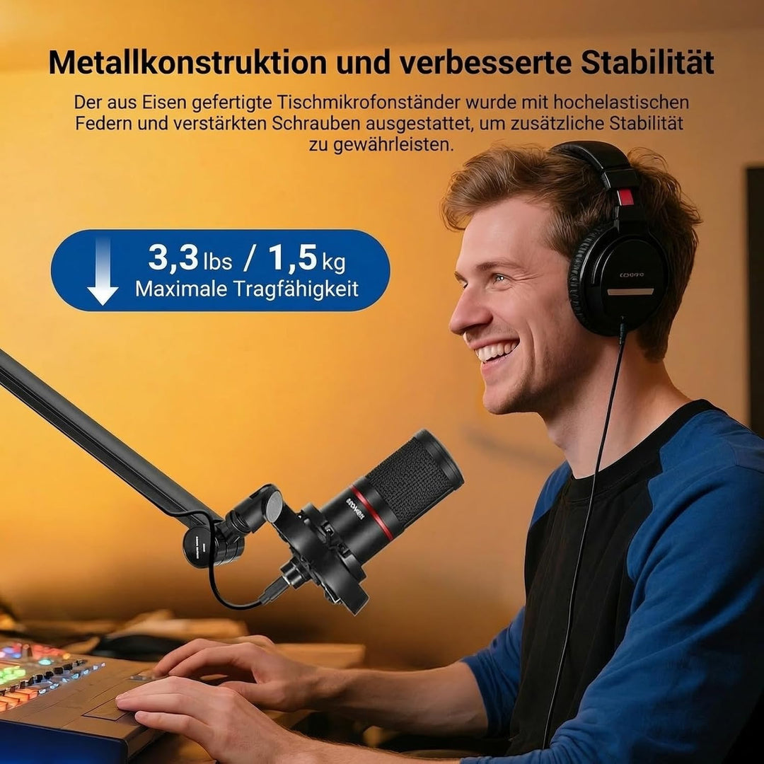 NEEWER BASICS Mikrofon Boom Arm, 78cm flexibler Microphone Tischständer Halterung, kompatibel mit Bl