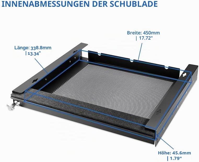 Penn Elcom Laptop-Schublade, abschliessbar, für 43,2 cm (17 Zoll) Laptops – Premium-Schubladen – Mod