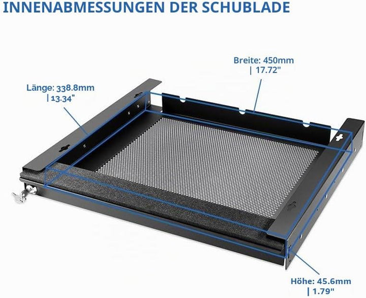 Penn Elcom Laptop-Schublade, abschliessbar, für 43,2 cm (17 Zoll) Laptops – Premium-Schubladen – Mod