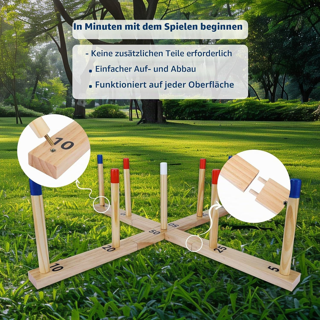 Extra grosses Ringwurfspiel für Erwachsene und Kinder, 76,2 cm, Holzringwurfspiel, Outdoor-Spass mit