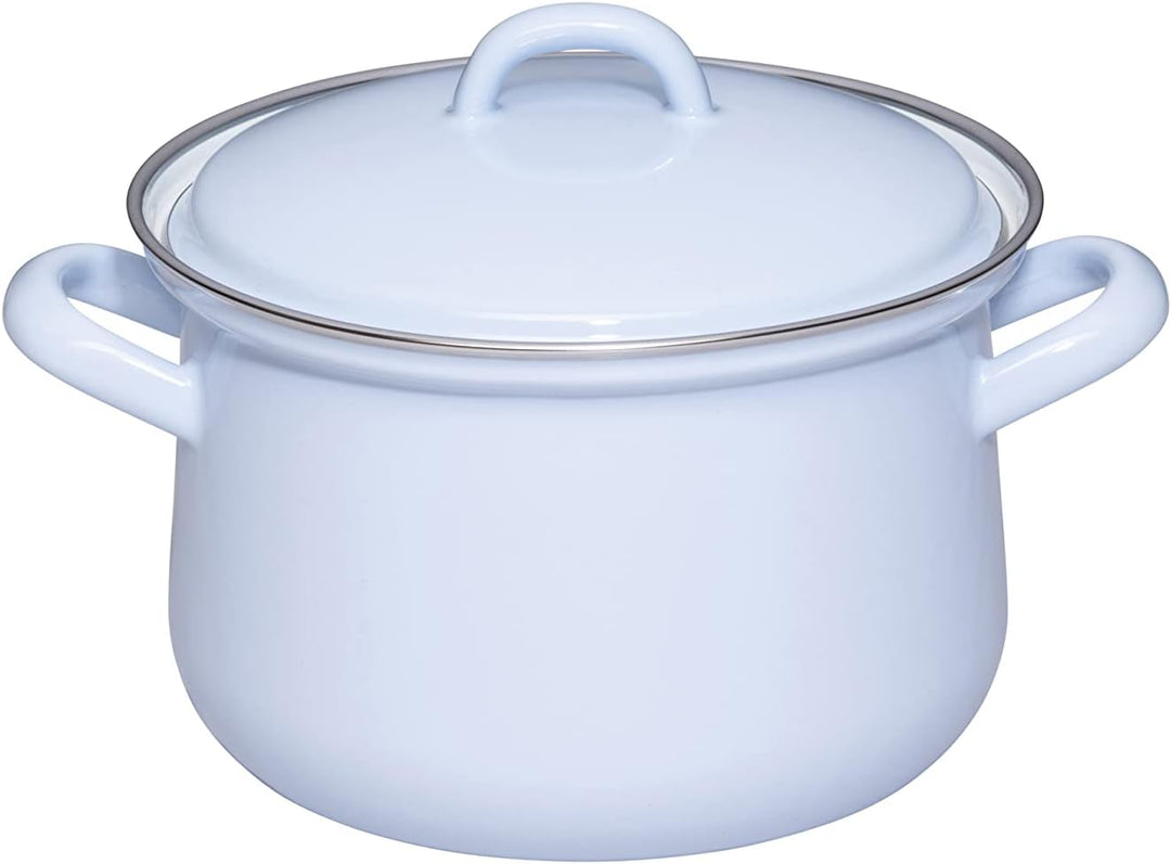 Riess, 0606-127, Fleischtopf mit Deckel 16cm, 1.5L, Emaille, CLASSIC Edition NATURE BLUE LIGHT, 1,05