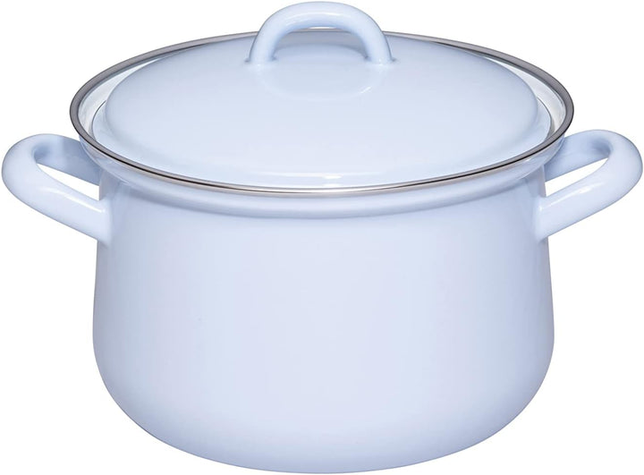 Riess, 0606-127, Fleischtopf mit Deckel 16cm, 1.5L, Emaille, CLASSIC Edition NATURE BLUE LIGHT, 1,05