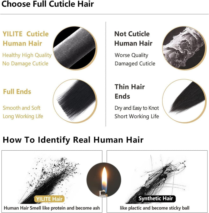 YILITE Tape Extensions Echthaar, Natürliches Schwarz 50cm 20 Stück 50g Tape in Extensions Echthaar I