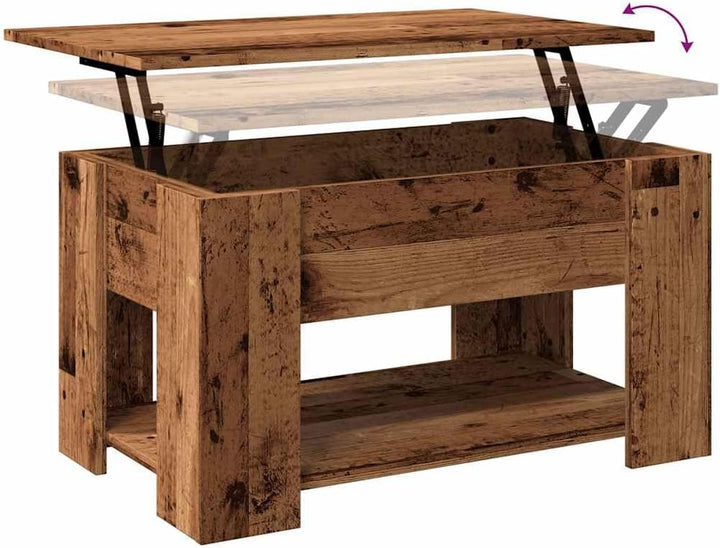 vidaXL Couchtisch Altholz-Optik 79x49x41 cm Holzwerkstoff, Couchtisch höhenverstellbar, Sofatisch, B
