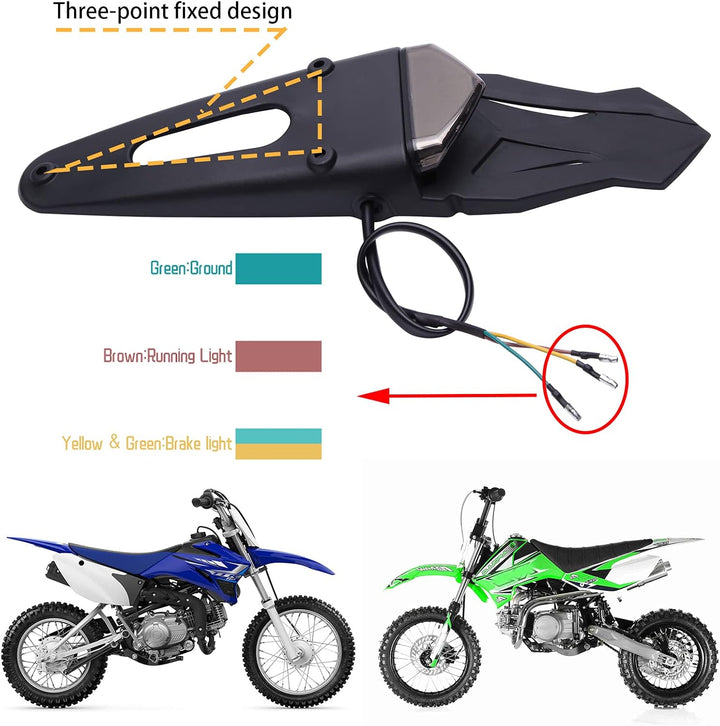JMTBNO LED Motorrad Rücklicht E-geprüft mit Kennzeichen Halterung Rotem LED Bremslicht Weisse Kennze