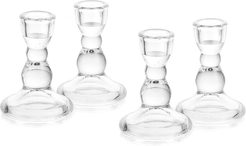 Glasseam Kerzenhalter Stabkerze Glas Kerzenständer Stabkerzen, 4 Stück Stabkerzenhalter Weihnachten