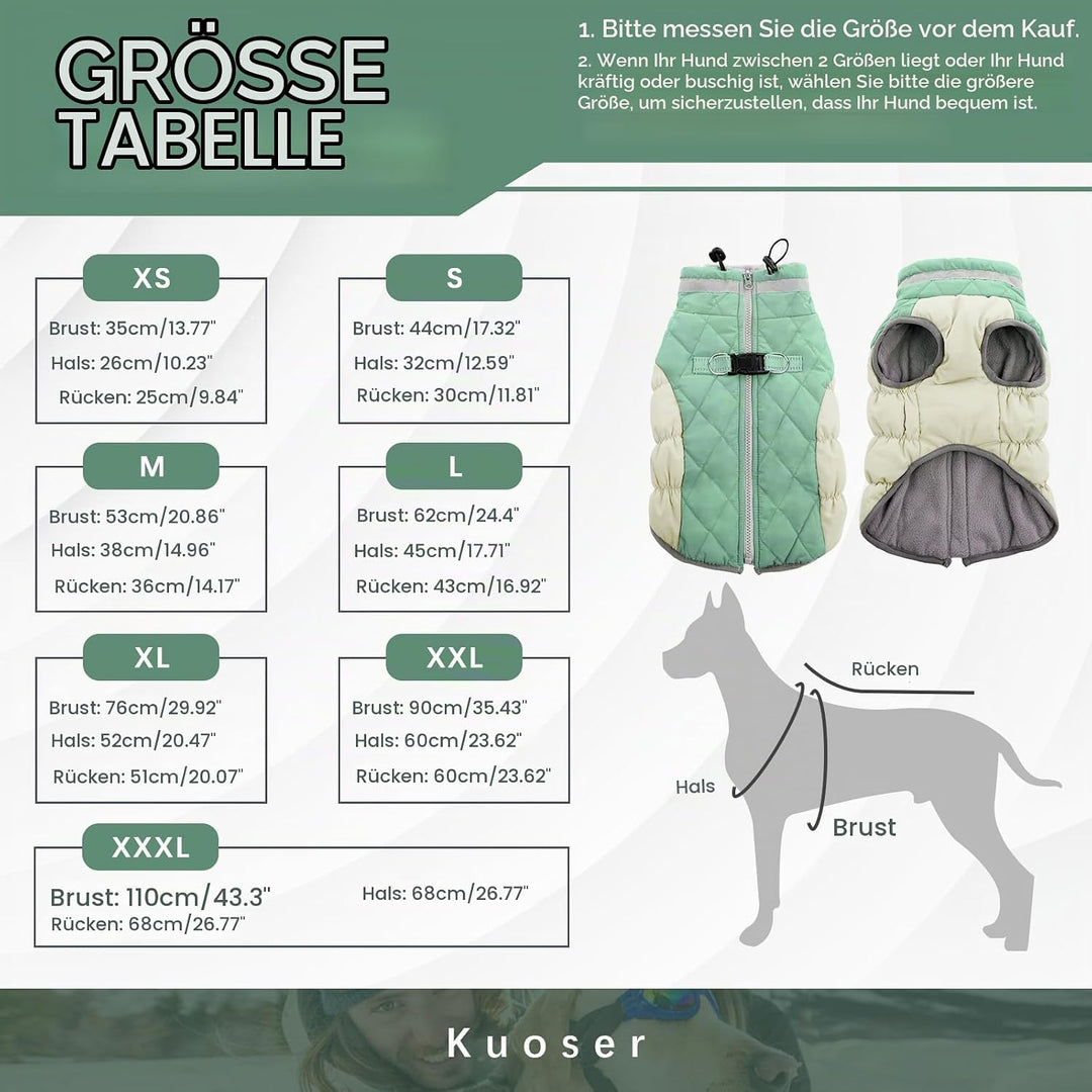 Kuoser Wärme hundemantel, Winddicht hundejacke, Reflektierend hundemantel für kleine Hunde, hundeman