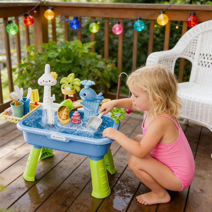 Regenschauer Wasserspieltisch Kinder Outdoor | 4 In 1 Spielspüle Mit Fliessendem Wasser Und Pumpe |