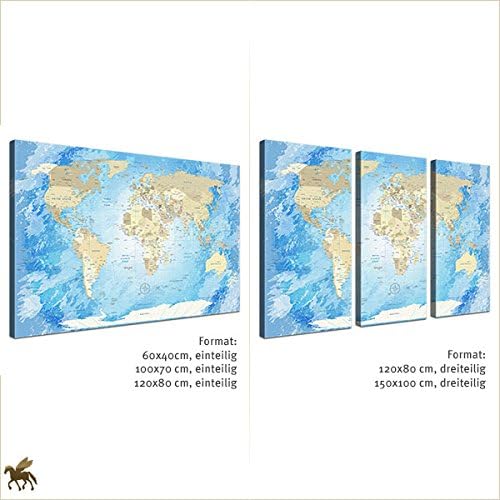 Worldmap Frozen, 100 x 70 cm, einteilig, Premium ohne Kork, englisch Frozen 100 x 70 cm, einteilig,