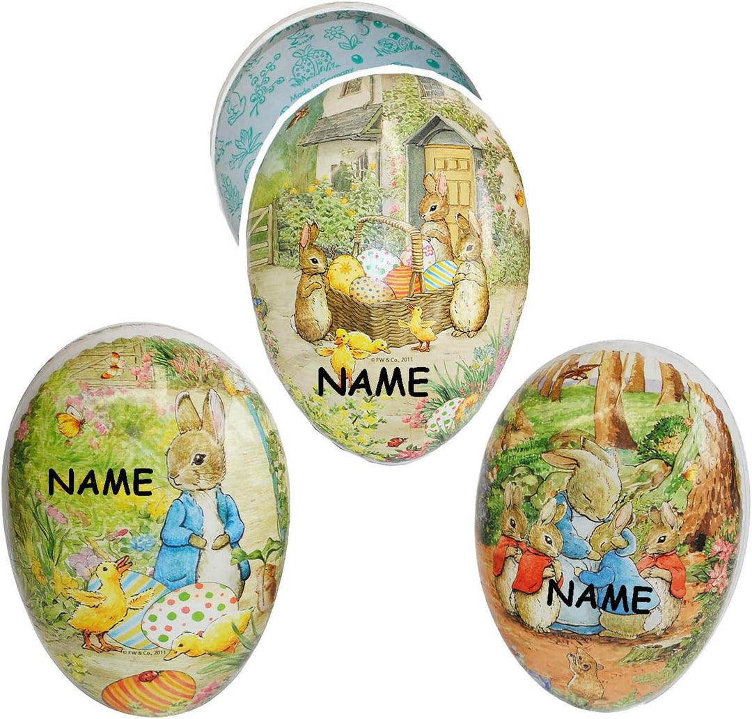 3 Stück Füll - Pappeier - 15 cm - Beatrix Potter - süsse Hasen - Osterei/Ei zum befüllen - Deko Papp