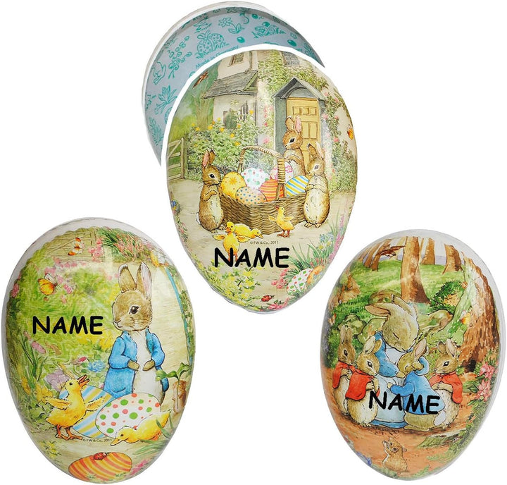3 Stück Füll - Pappeier - 15 cm - Beatrix Potter - süsse Hasen - Osterei/Ei zum befüllen - Deko Papp