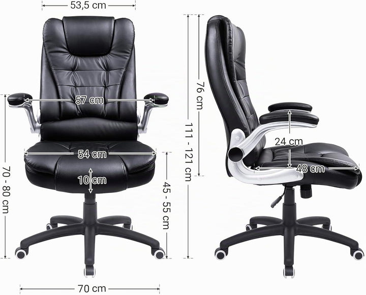 SONGMICS Racing Stuhl Bürostuhl Gaming Stuhl Chefsessel Drehstuhl PU, schwarz, OBG51B,